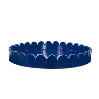 Effa Hand-Crafted Round Scalloped Wood Tray