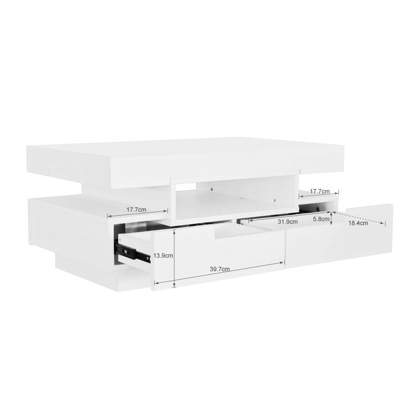 Coffee Table with Storage, White