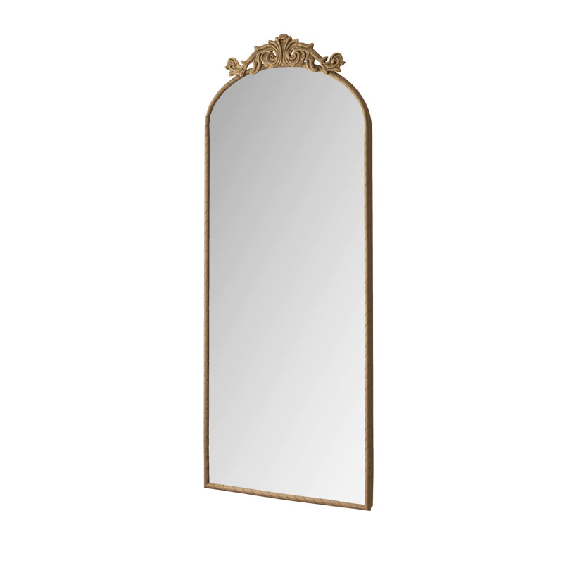 Vintage Ornate Carved Applique Full Body Mirror, Bronze