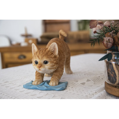 Chaton lavant le sol