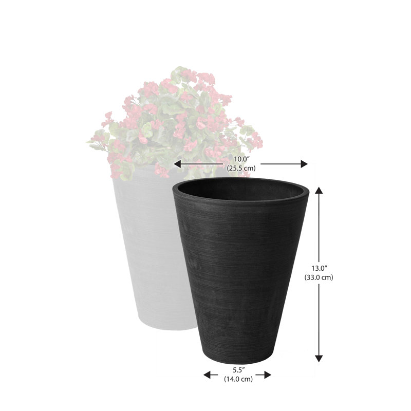 Bayley Composite Round Pot Planter Set, Black
