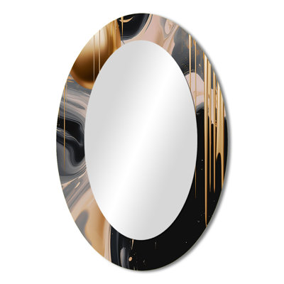 Gold And Black Mystic Múlange I - Large Oval Wall Mirror On Metal