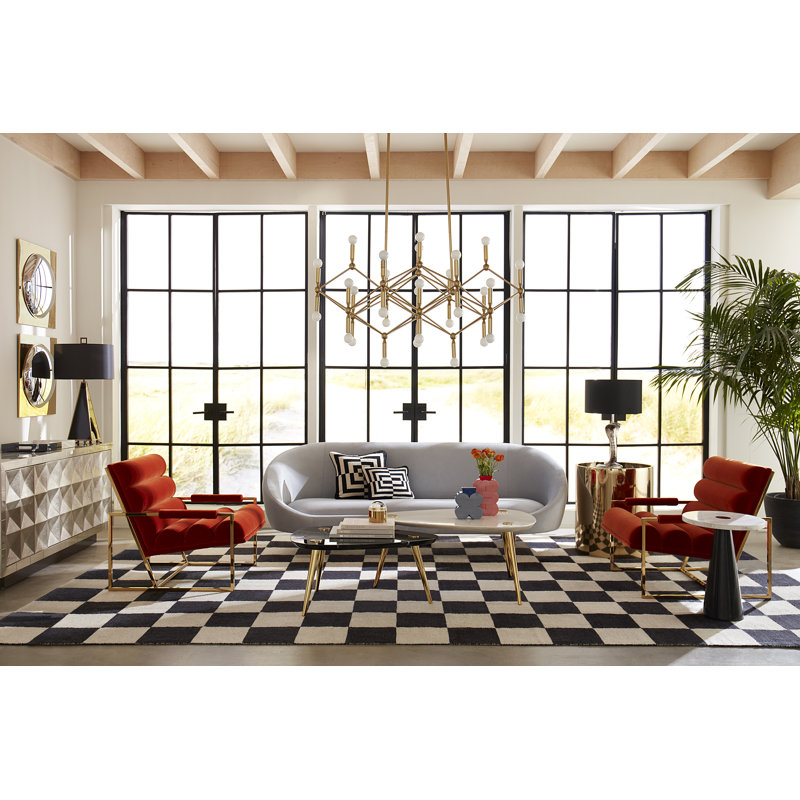Channeled Goldfinger Lounge Chair, Varese Persimmon Velvet