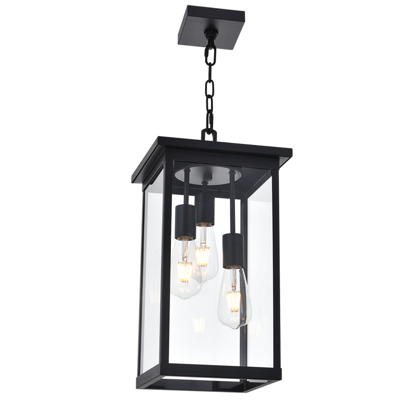 Outdoor Pendant Light Fixture, Exterior Chandelier Hanging Lantern For Front Porch, Anti-Rust Waterproof Farmhouse Outdoor Ceiling Lamp With Clear Glass.