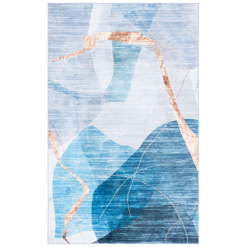 Tapis bleu / doré Josalina Monica 836, Rectangulaire 3 pi x 5 pi