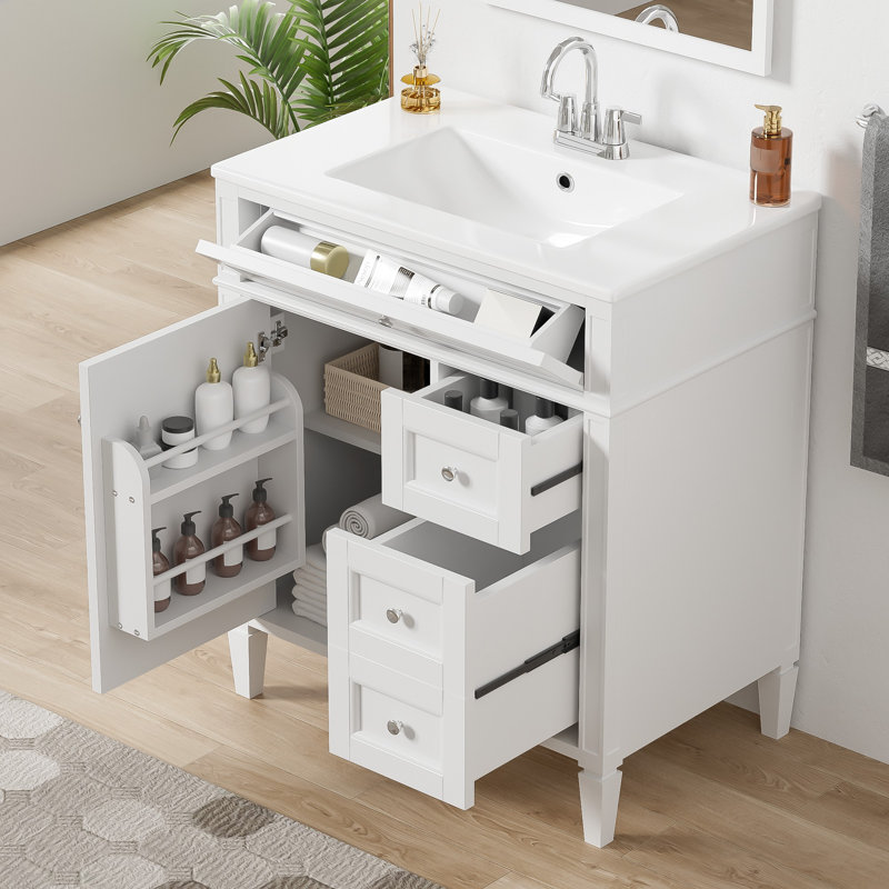 Meuble-lavabo de 30 po avec lavabo supérieur, Blanc