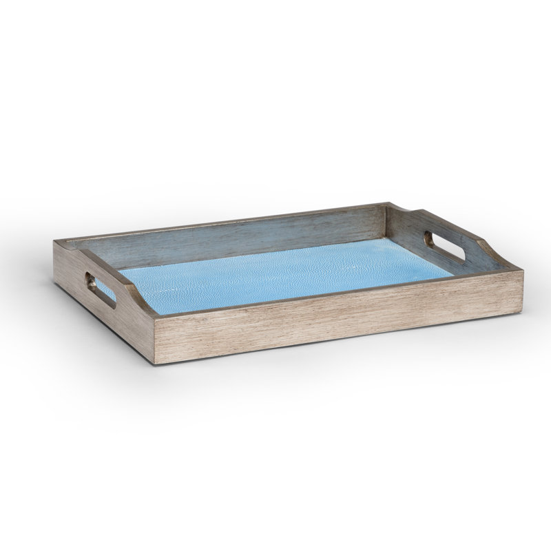 Solid Wood Tray, Antique Silver Leaf, 2.5" H x 17.5" W x 22" L