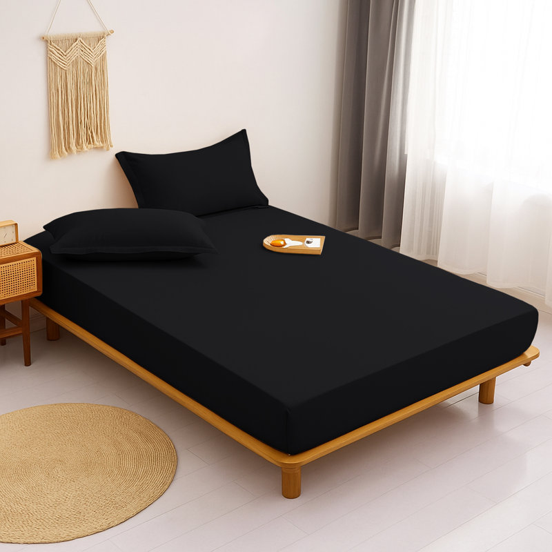 Aspire Homeware Ultra Soft 40cm Deep Fitted Sheet for Extra Deep Mattress and Cozy Sleep, King (5'), Black