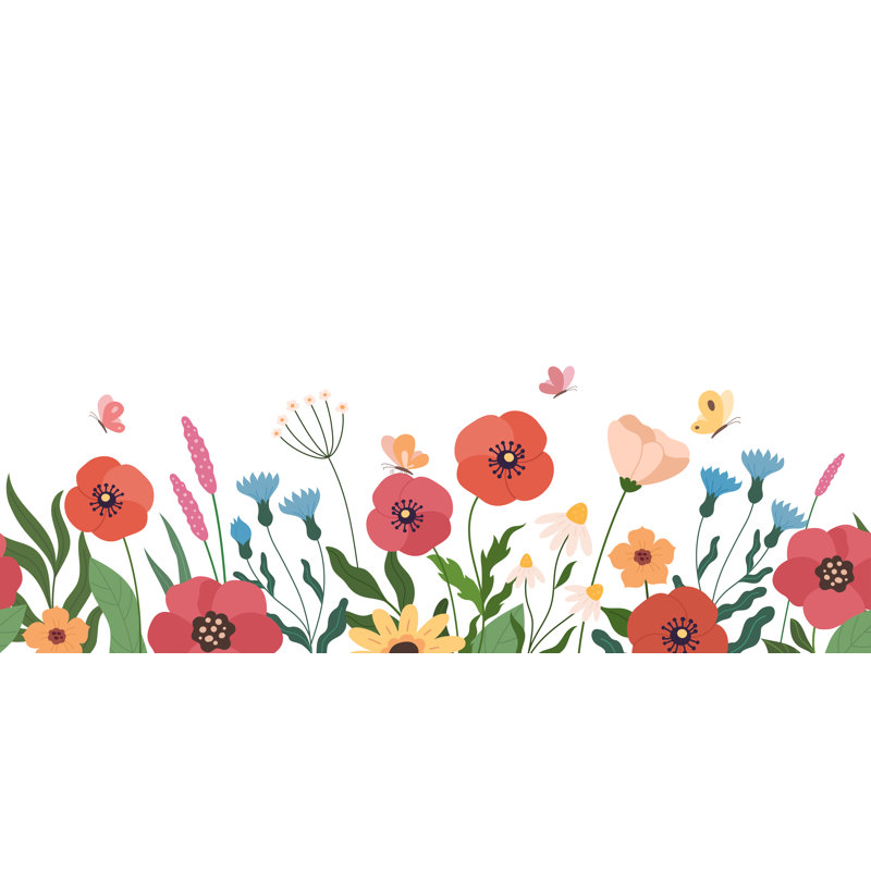 Floral Horizontal Background. 1 Piece Wrapped Canvas Wall Art, 81cm H x 122cm W x 3.8cm D