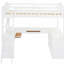 Bureau double en bois massif en forme de U, espace de rangement et lit mezzanine à miroir pliant-121110481