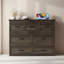 Grand lit escamotable Murphy avec station de charge, lit plateforme pliable multifonctionnel avec 1 grand tiroir de rangement pour chambre d'amis, petite chambre, gris rustique-108490109-108490099