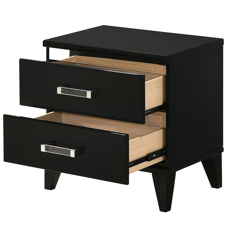 2 tables de chevet au fini noir - organisez votre chambre à coucher avec 2 tiroirs robustes pour une apparence soignée