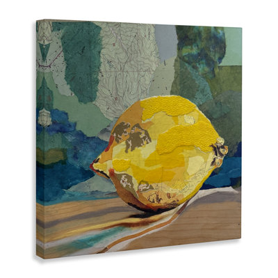 Art mural en toile mixte à motif de citrons, par Stacy Gresell