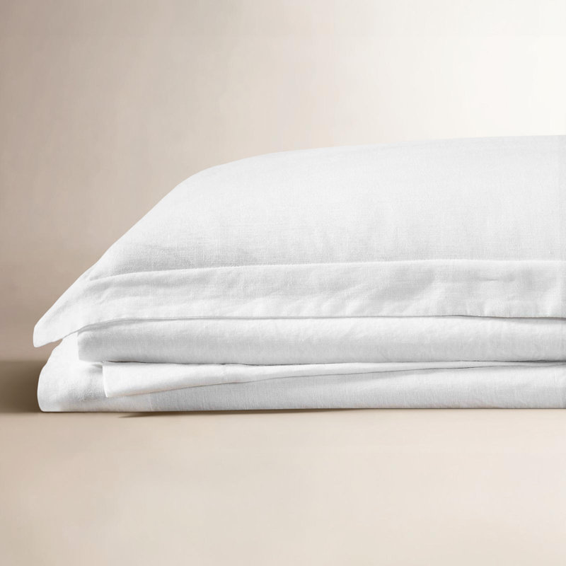 Nena 100% Linen Standard Sheet Set, White, King Sheet Set with 2 Pillowcases