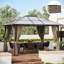 Panneau latéral de pavillon de jardin brun foncé 10 pi x 12 pi, avec panneaux, crochets, pour cloison d'intimité Pergola 12 po, brun, crochets et protection solaire