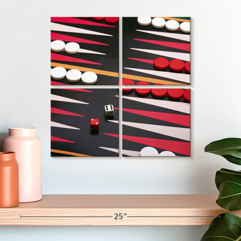 Senne Playing Backgammon, 18" H x 18" W