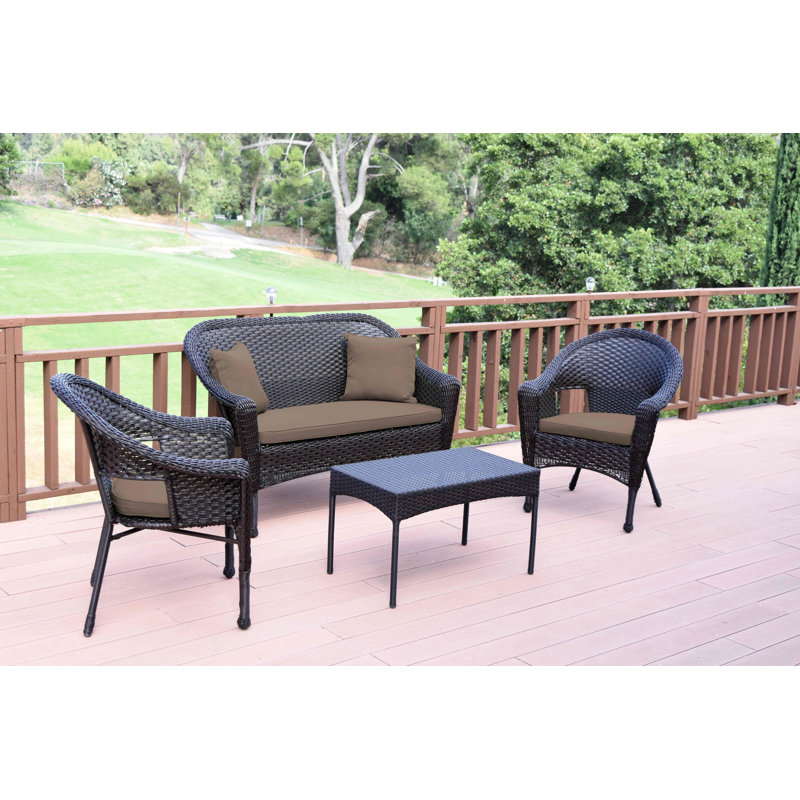 Yamada 4 - Person Patio Conversation Set with Cushions, Brown, Brown