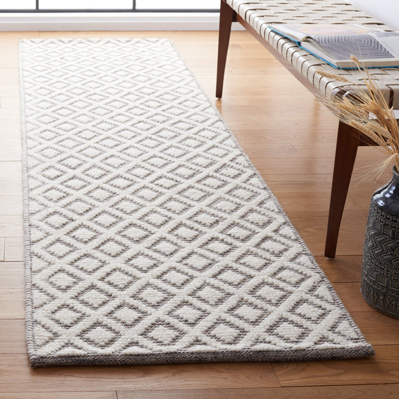 Vermont Hand Woven Wool Geometric Rug, Runner 2'3" x 8'