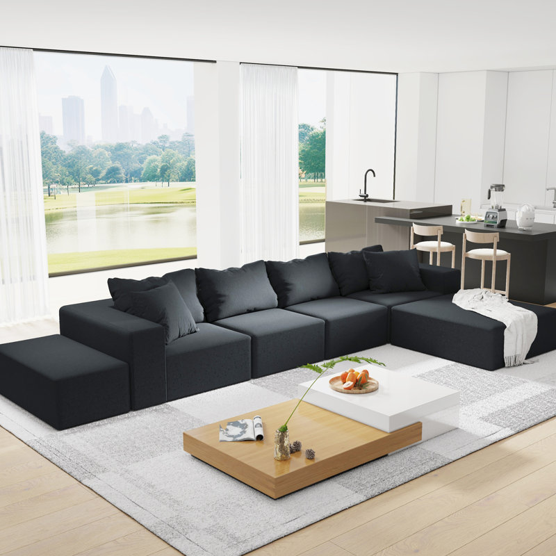 Ensemble de canapé modulaire Modern Upholstein, ensemble de canapé modulaire de forme modulaire avec 6 coussins, canapé-lit combiné gratuit pour le salon, la chambre à coucher