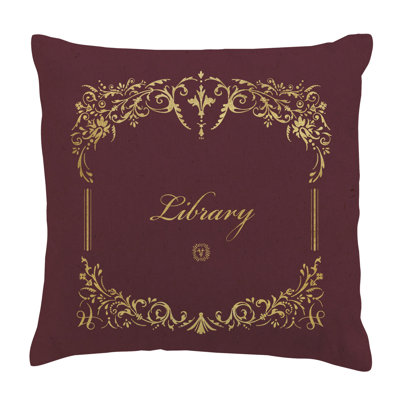 My Library Burgundy Reading Throw Pillow 17" – Cozy Book Lover Decorative Cushion, Literary Home Decor Accent, Aesthetic Reading Nook Pillow for Bedroom, Sofa & Home Library