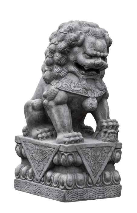 Dog Chinese Foo Dog Garden Statue, Brownstone