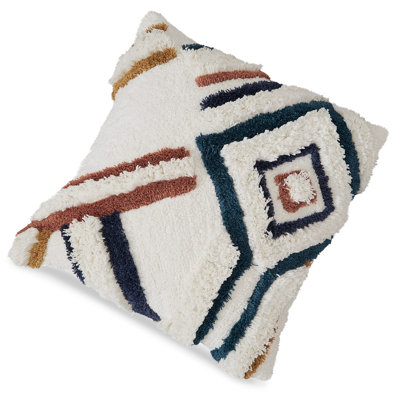 Throw Pillow Set Of 4, 20 Inch, Whimsical Design, Boho Style, White, Blue