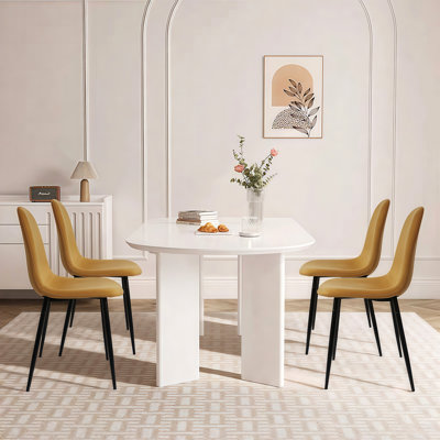 George Oliver Velvet Modern Chairs With Metal Legs For Living, Bedroom, Restaurant, Dining Room,set Of 4,yellow by George Oliver