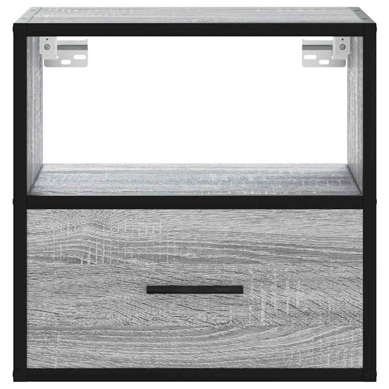 40cm W Metal Bedside Table, Grey Sonoma