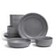 over&back Rimmed 12-Piece Semi Hand-Finished Stoneware Dinnerware Set, Service for 4