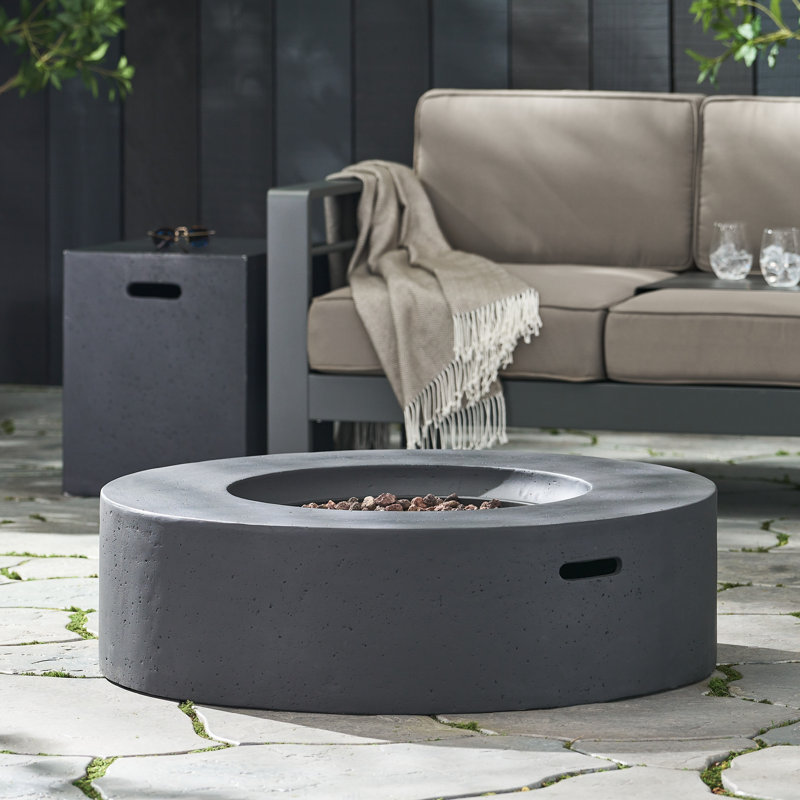 Fen Concrete Propane Smokeless Fire Pit Table, Dark Gray