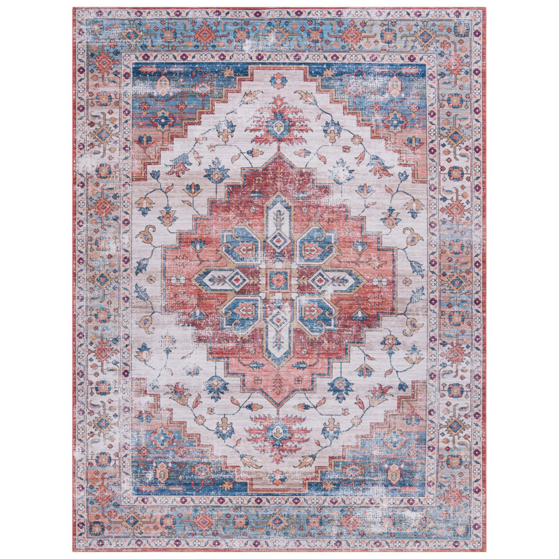 Tapis beige / bleu Allana, Rectangle 2 pi 6 po x 4 pi