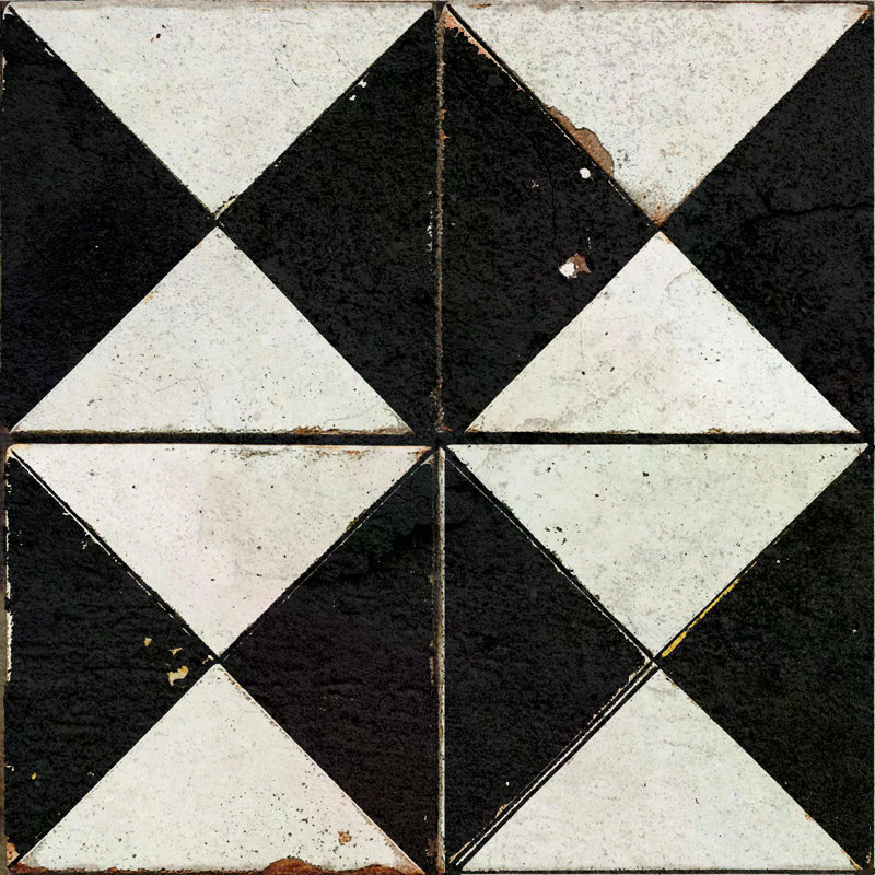 Carreau de mosaïque auto-adhésif en vinyle 4 po x 4 po Rhombus, Noir / Beige