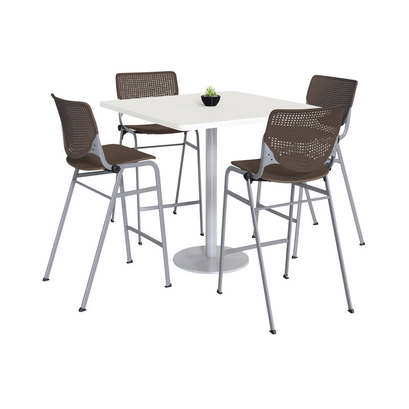 Ensemble de table de salle à manger et chaise Kool L 42 po, H 41 po x L 42 po x l 42 po, Pierre brune, Blanc
