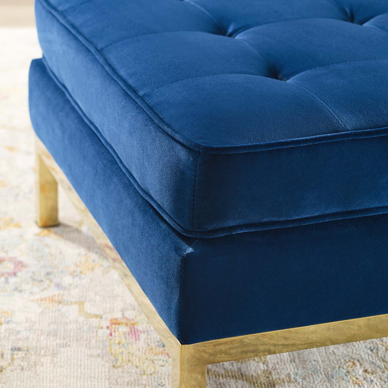 Repose-pieds en velours Loft, Bleu marine