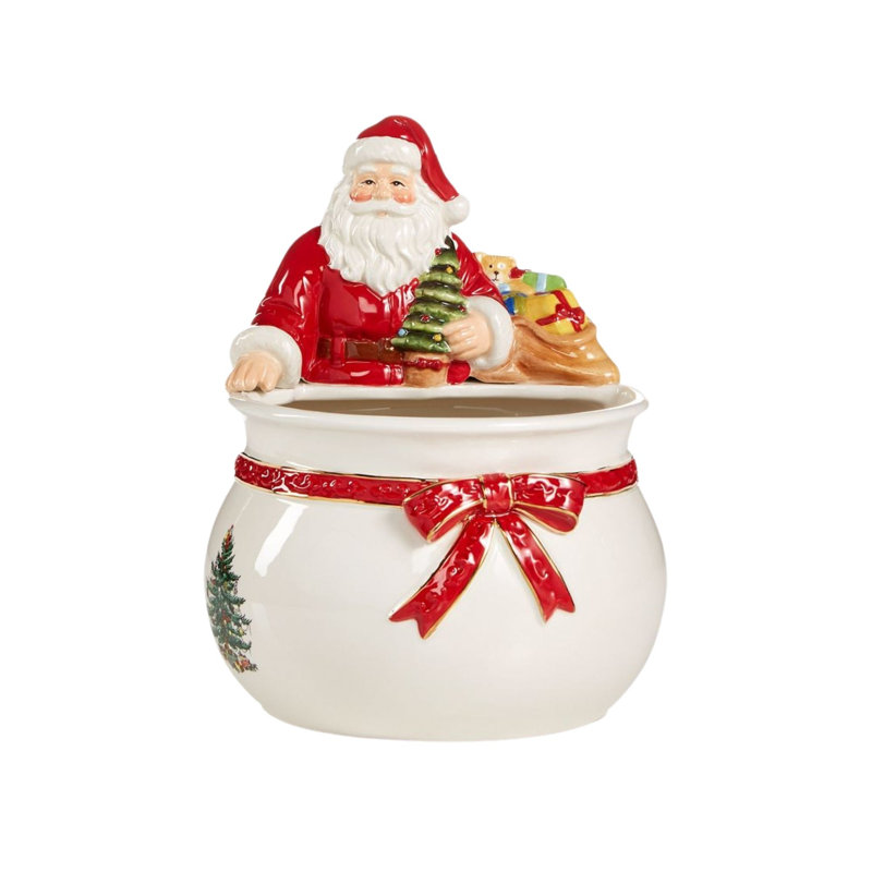 Spode Christmas Tree Santa Candy Bowl 7.75"