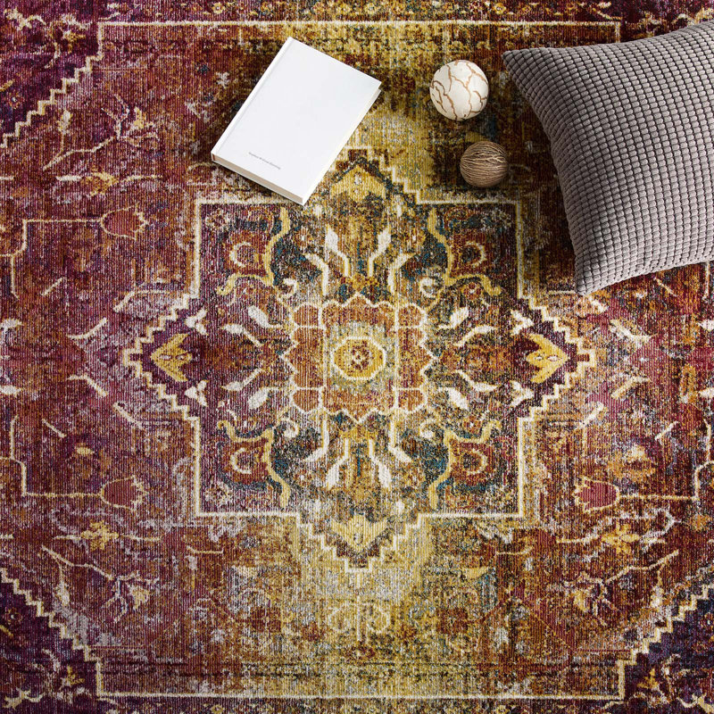 Tapis multicolore à motif floral persan à succès, Rectangle de 5 pi x 8 pi