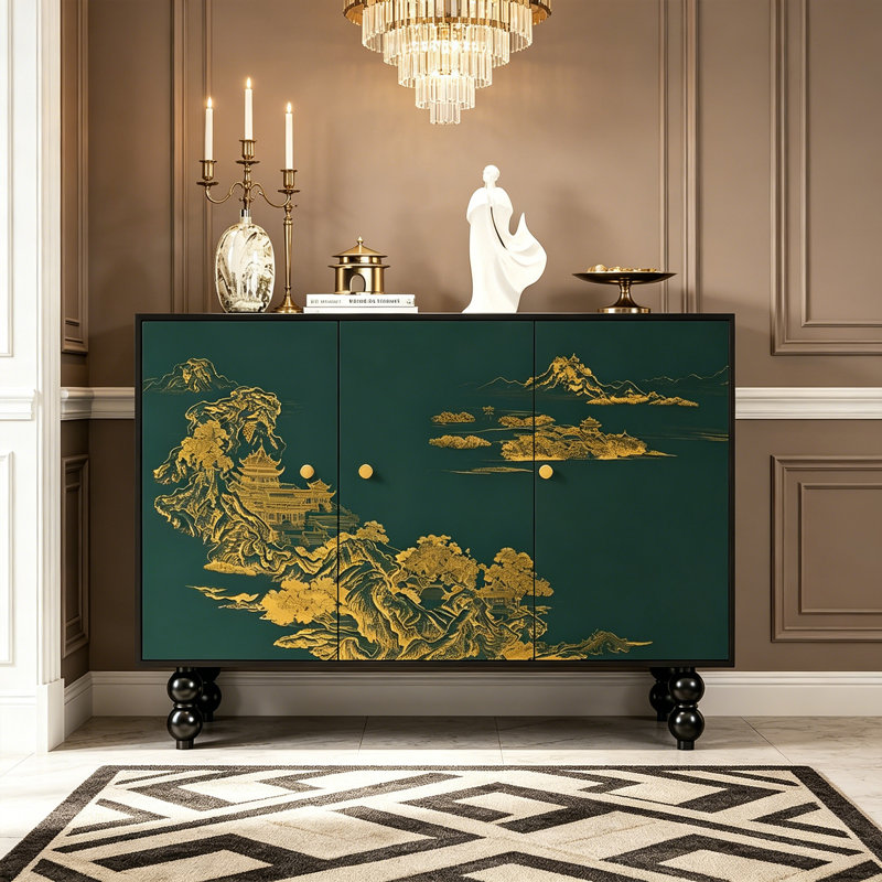 Chinese Style Wooden Entryway Storage Cabinet