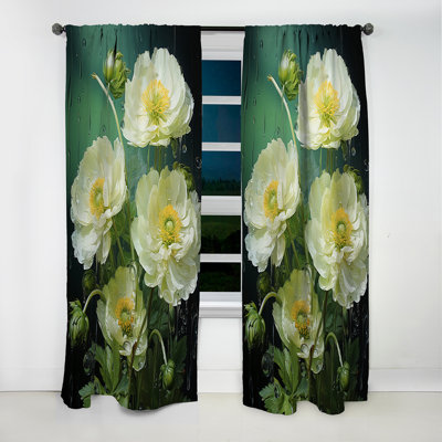 Green Buttercups Realistic Radiance I - Rideau occultant en velours floral Buttercups - 1 panneau