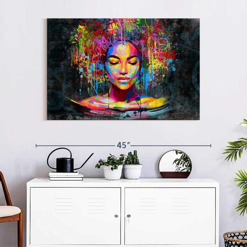 Afro Hair Splash sur impression sur toile, H 26 po x l 39 po x P 1,25 po