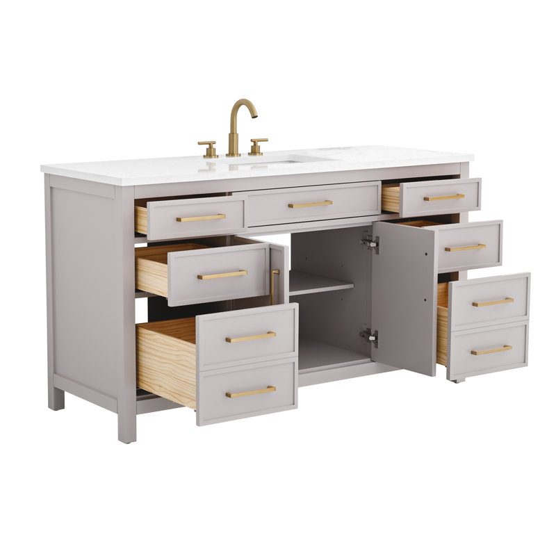 Wenniah 60" Single Vanity, Taupe/Brushed Bronze