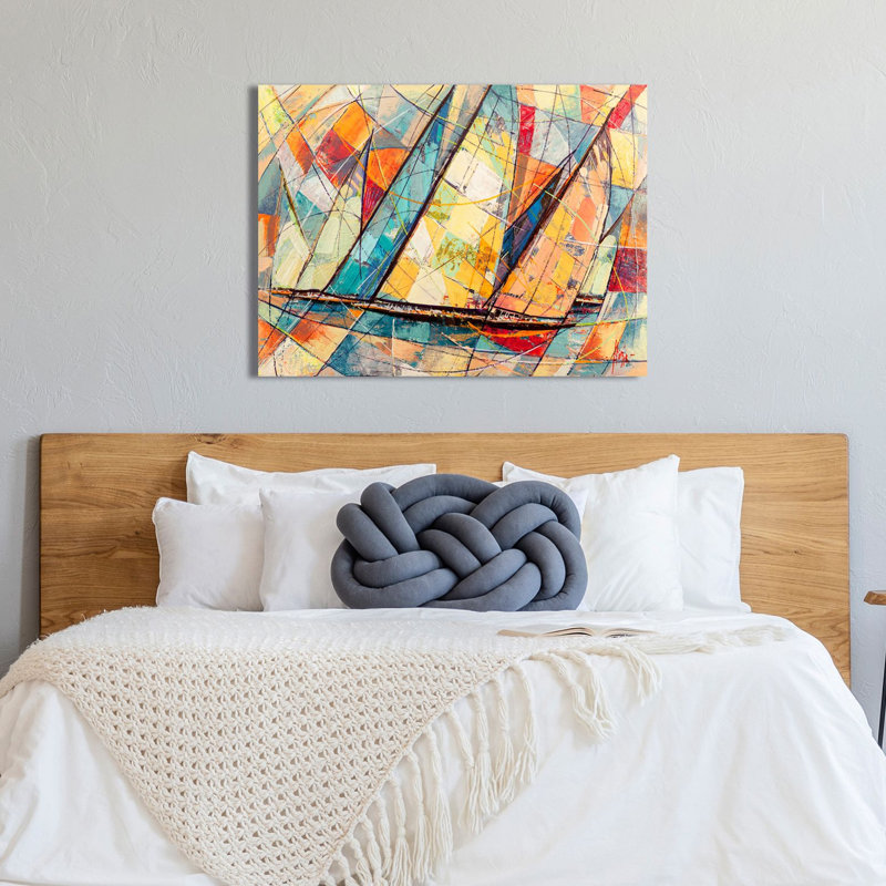 3LR6260 Futurist Regatta by Luigi Florio - Wrapped Canvas Painting, 70cm H x 100cm W x 4cm D