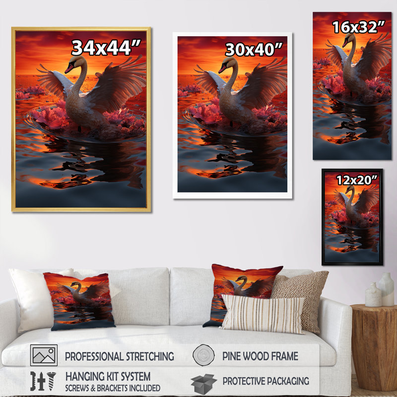 Impression sur toile Swans Odyssey Beauty II - Swans Animal, Toile tendue, H 44 po x l 34 po