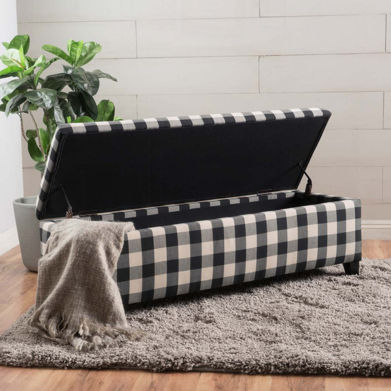 Banc de rangement rembourré Schmit, Checkerboard, 16,50 po H x 39,00 po l x 19,25 po P