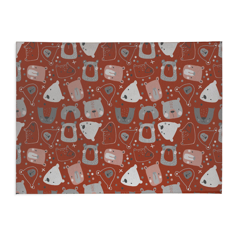 Bear Face Kids Play Mat, Rectangle 5' x 7'