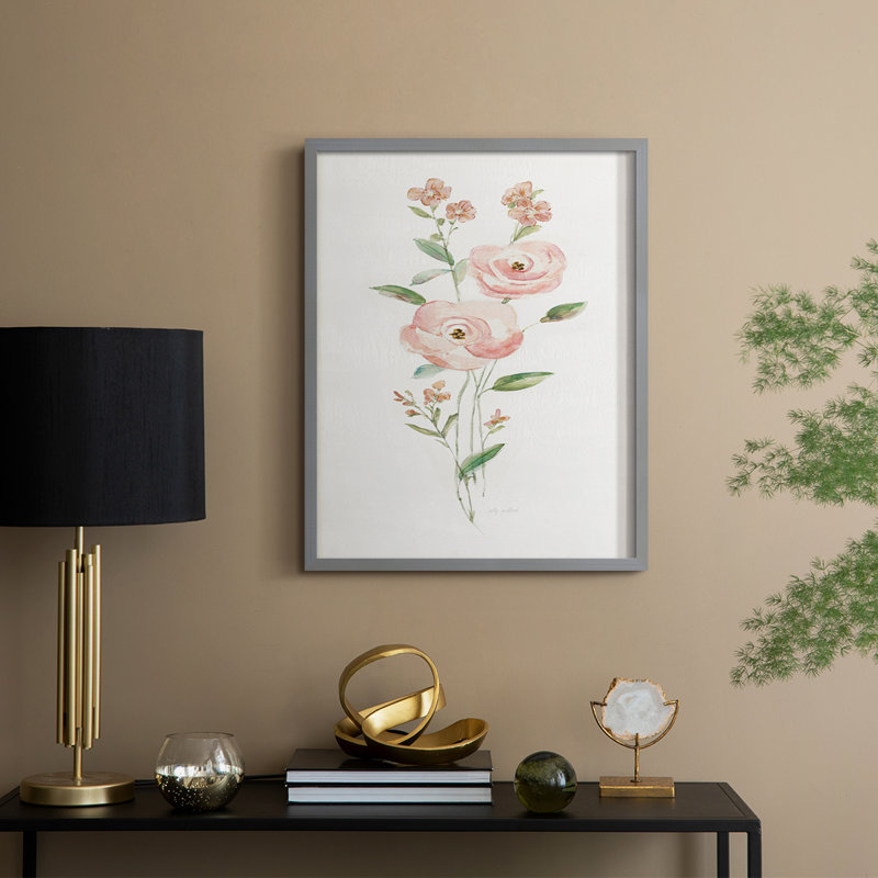 Floral Belle II, reproduction encadrée - bois massif, H 30 po x l 24 po, Gris