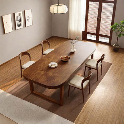 Rectangular solid wood dining table