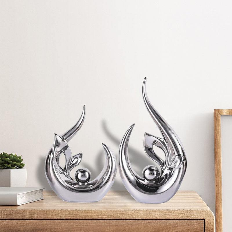 Ensemble de décoration de table en céramique (2 pièces, grandes et petites) - Élégante décoration intérieure, Argentée