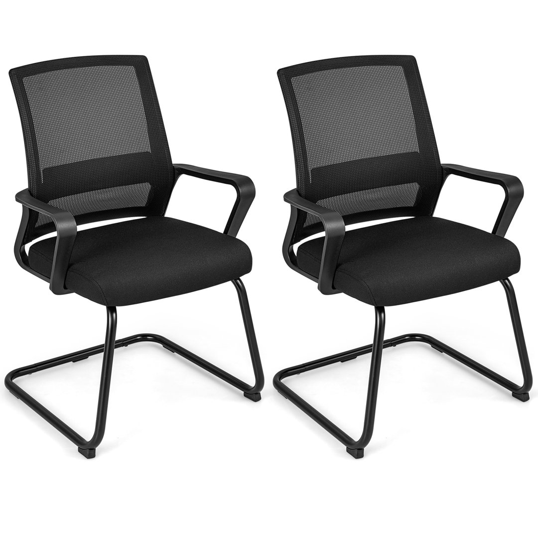 Ivy Bronx 2 PCS Office Mesh Chair Office Guest Conference Chair w/ Lumbar Support Ergonomic Backrest (Set of 2) Inbox Zero