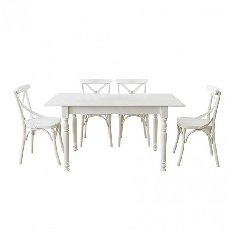 Sheila 4 - Person Butterfly Leaf Dining Set, White