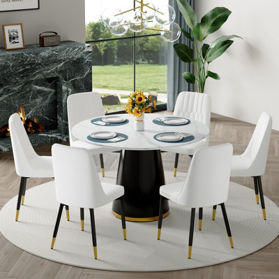 Marble Look Dining Room Table Set With Chairs – Elegant, Durable, Easy To Maintain